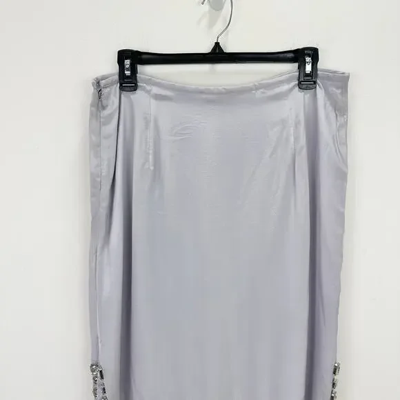 J.Crew Collection Knee Length Organza Slip Skirt Jewels Misty Grey US 8 NWT - Picture 12 of 13